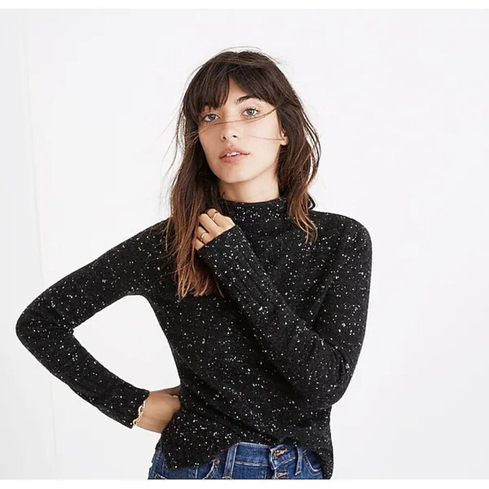 Madewell Black Speckled Turtleneck Sweater